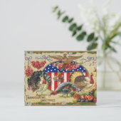 Vintage Patriotic Thanksgiving Greetings シーズンポストカード (スタンド正面)