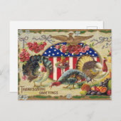 Vintage Patriotic Thanksgiving Greetings シーズンポストカード (正面/裏面)