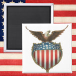 Vintage Patriotism, Proud Eagle over American Flag マグネット<br><div class="desc">Vintage illustration proud patriotic Fourth of July holiday design featuring a bald eagle and a shield with the American Flag, the stars and stripes. Show your patriotism and pride for the United States of America with symbols of freedom and our great nation. Perfect for celebrating our heroes on Veteran's Day,...</div>