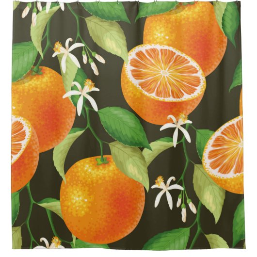 Vintage pattern with orange シャワーカーテン (正面)
