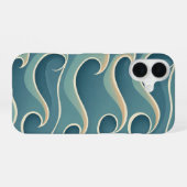 Vintage Pattern with Stylized Waves iPhone 16ケース (裏面横)
