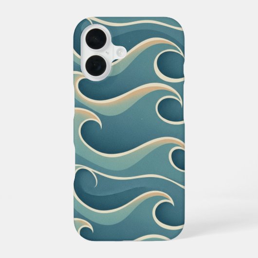 Vintage Pattern with Stylized Waves iPhone 16ケース (裏面)
