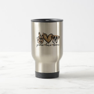 Vintage Peace Love Boxer Dog Pet Lovers Gift Ideas トラベルマグ