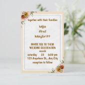 Vintage Peach Dahlia Wedding Invitation 招待状 (スタンド正面)