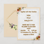 Vintage Peach Dahlia Wedding Invitation 招待状 (正面/裏面)