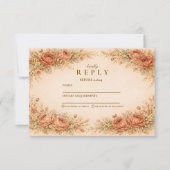 Vintage Peach Rose Graduation Party 出欠カード (正面)