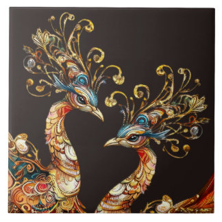 vintage peacock circus carnival entertainment タイル