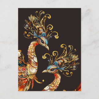 vintage peacock circus carnival entertainment ポストカード