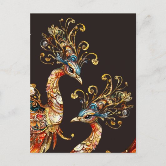 vintage peacock circus carnival entertainment ポストカード (正面)