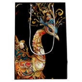 vintage peacock circus carnival entertainment ミディアムペーパーバッグ (裏面)