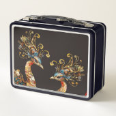 vintage peacock circus carnival entertainment メタルランチボックス (裏面)