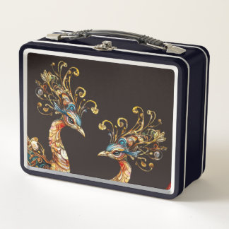 vintage peacock circus carnival entertainment メタルランチボックス