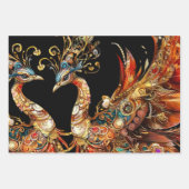 vintage peacock circus carnival entertainment ラッピングペーパーシート (正面2)