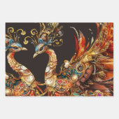 vintage peacock circus carnival entertainment ラッピングペーパーシート (正面)