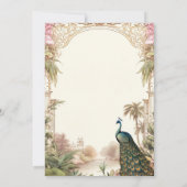 Vintage Peacock Indian Wedding Bridal Shower 招待状 (裏面)