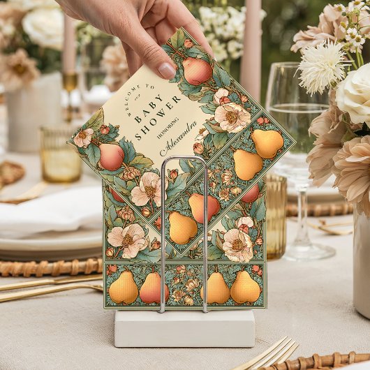 Vintage Pear Garden Botanical Baby Shower スタンダードカクテルナプキン