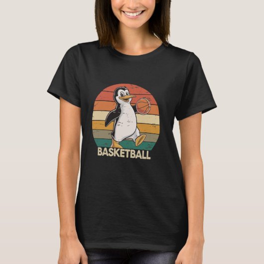 Vintage Penguin Playing Basketball Penguin lovers  Tシャツ (正面)