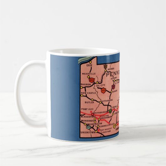 Vintage Pennsylvania Map Mug コーヒーマグカップ (左)