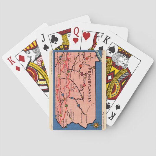 Vintage Pennsylvania Map Playing Cards トランプ (裏面)