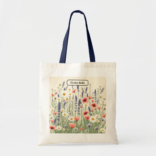 Vintage Peony Botanical Blue Aesthetic Art トートバッグ (正面)