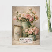 Vintage Peony Bouquet in Antique Tins カード (正面)