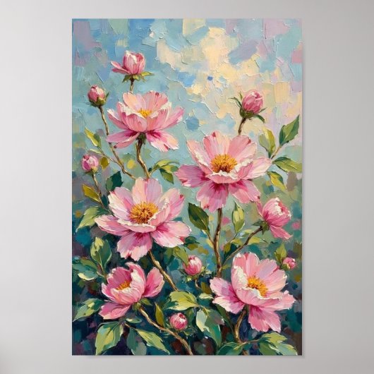 Vintage Peony Garden Floral Art ポスター (正面)