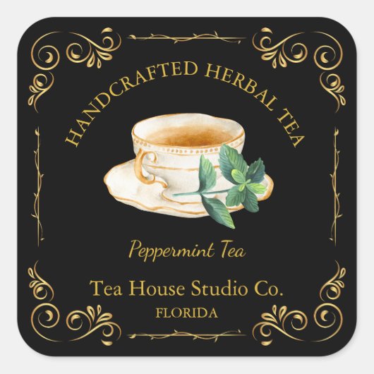 Vintage Peppermint Tea Square Label スクエアシール (正面)