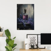 Vintage Perfume Bottle Art Romantic Floral ポスター (ホームオフィス)