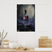 Vintage Perfume Bottle Art Romantic Floral ポスター (キッチン)