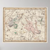 Vintage Perseus and Andromeda Constellations Map  ポスター (正面)