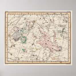 Vintage Perseus and Andromeda Constellations Map  ポスター