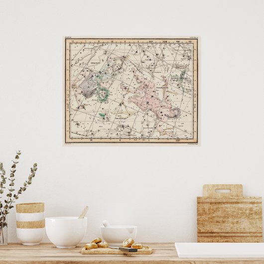 Vintage Perseus and Andromeda Constellations Map  ポスター (キッチン)