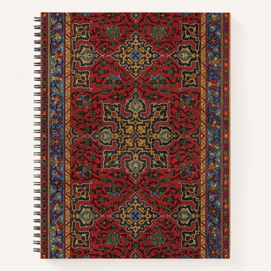 Vintage Persian Rug Pattern Red Blue Arabesque ノートブック (正面)