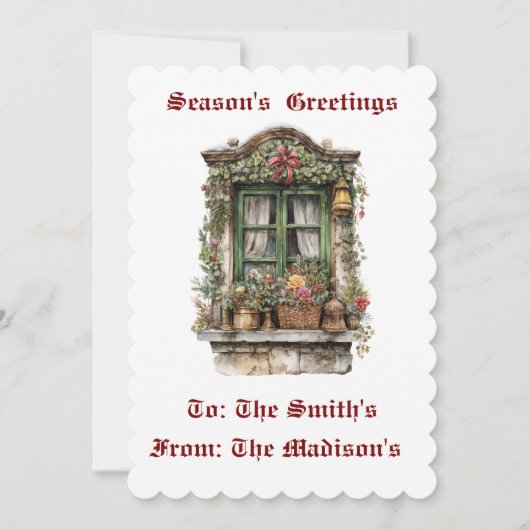 Vintage Personalised Flat Christmas Card シーズンカード (正面)