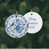 Vintage Personalize Chinoiserie Blue White Snowman セラミックオーナメント