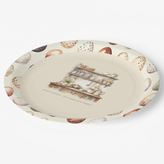 Vintage Personalized Easter ペーパープレート (アングル)