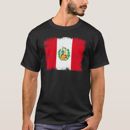 Vintage Peru Flag Peruvian Independence Day Tシャツ (正面)