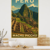 Vintage Peru Machu Picchu ポスター (キッチン)