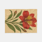 Vintage Peruvian Lily on Weathered Paper フリースブランケット (正面(横))