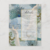 Vintage Pfauenfedern Blau Weiß Script Details エンクロージャーカード (正面)