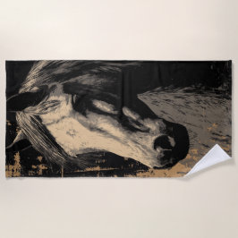 Vintage Pferdeportrait im Grunge Stil ビーチタオル