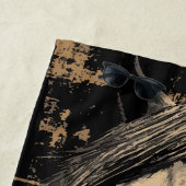 Vintage Pferdeportrait im Grunge Stil ビーチタオル (インサイチュ)