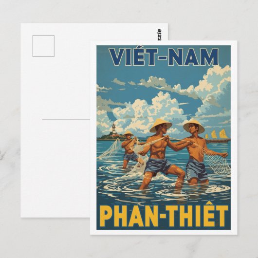 Vintage Phan Thiết Fishermen ポストカード (正面/裏面)
