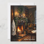 Vintage Pharmacist Doctor Cozy Fireplace Christmas シーズンカード (正面)