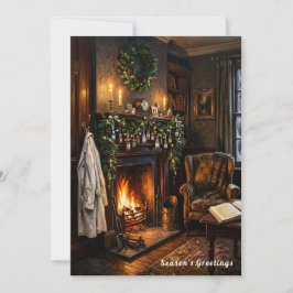 Vintage Pharmacist Doctor Cozy Fireplace Christmas シーズンカード