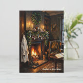 Vintage Pharmacist Doctor Cozy Fireplace Christmas シーズンカード (スタンド正面)