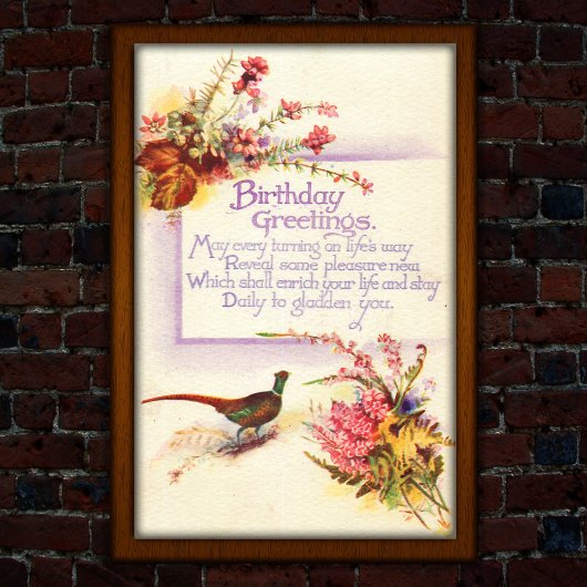  Vintage Pheasant 1917 Heather Birthday ポスター