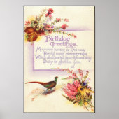  Vintage Pheasant 1917 Heather Birthday ポスター (正面)