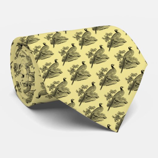 Vintage Pheasant Game Bird Drawing BW ネクタイ (ロール)