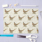 Vintage Pheasant Pattern on Antique Letter 薄葉紙 (クラフト)